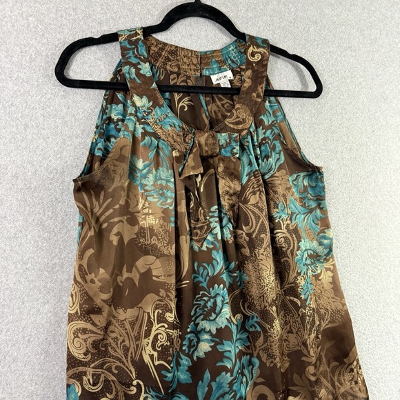 Jaipur blouse womens medium Y2K vintage brown blue tank top - Picture 2 of 7